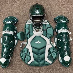 All Star System 7 Adult 16+ Catchers Gear Set NOCSAE CKCCPRO1 - Dark Green