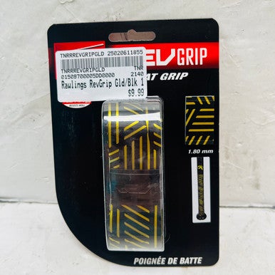 New Rawlings Revgrip Gld Blk 1.8mm Bat Grip 11855-tnrrrevgripgld