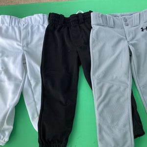 Bundle Black/ White & Gray XS Youth Rawlings & Under Armour Game Pants (Used)