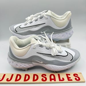 Nike Alpha Huarache Elite 4 Low Baseball Cleats White Wolf Grey FD2745-104 Men’s Sz 8