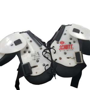 Used Schutt JR BLOCKER FB Shoulder Pads White SM 11849-S000022086