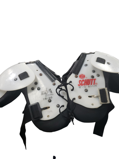 Used Schutt JR BLOCKER FB Shoulder Pads White SM 11849-S000022086
