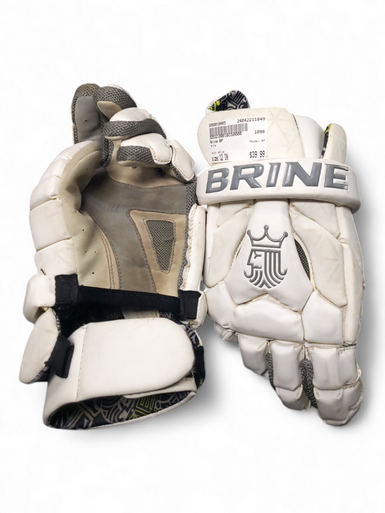 Used Brine BP Lacrosse Gloves Mens White 12" 11849-S000010485