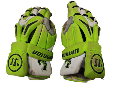 Used Warrior IMPAX LT NY LIZARDS Lacrosse Gloves Mens Neon Green 12" 11849-S000013168