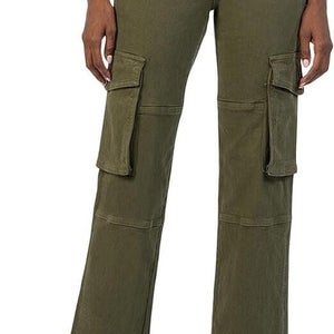 KUT from the Kloth Pattie Cargo Pant Women 10 Olive Mid Rise Straight Leg PLW243