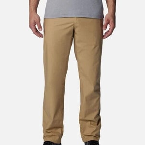 Columbia Washed Out Pants Men 36x34 Khaki 100% Cotton Straight Leg Zip Fly PLW89