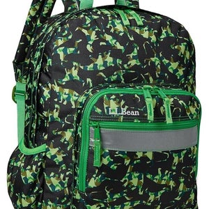 L.L.Bean Original Bookpack III Prnt Unisex Green Dino Pocket Backpack Bag PLW126