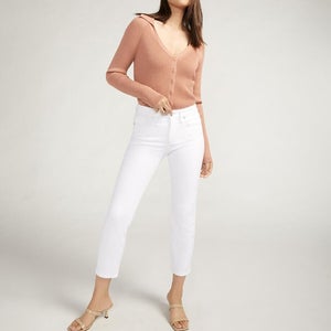 Silver Jeans Isbister Women's 30 x 27 White Denim High Rise Straight Leg PLW241