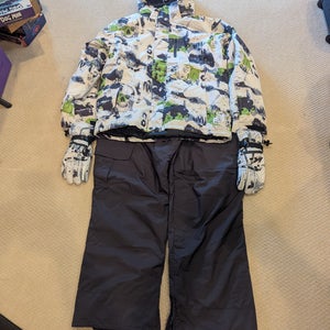 Men's XL MutuSnow / Columbia Ski Combo & L Holhoo Gloves, Camo White/Black/Grey/Green (Used)