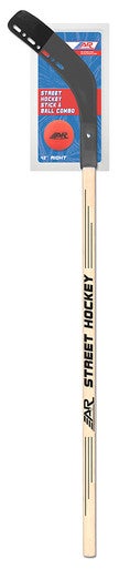 A & R Wood Street Hockey Stick 52" With Ball 11406-aarststick52rba
