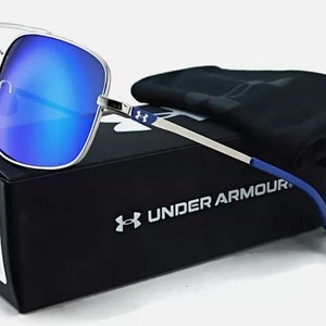 Under Armour Mens Impulse Sunglasses Shiny Palladium/Gray/Mirror Blue NEW in Box