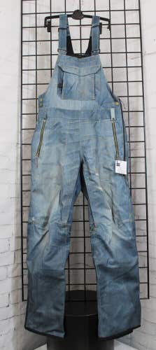 686 20K Black Magic Shell Bib Pants, Women's Small, Deconstructed Denim Indigo