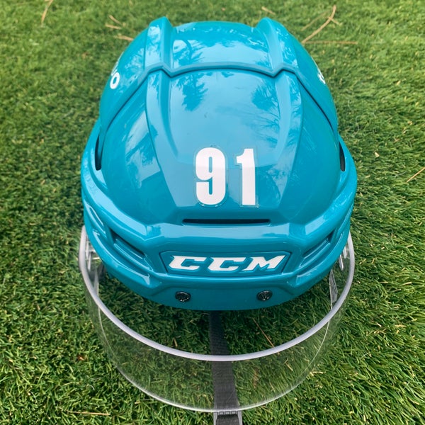 CCM Super Tacks X San Jose Teal Pro Stock Helmet Medium *SERIOUS BUYERS ONLY - READ DESCRIPTION*