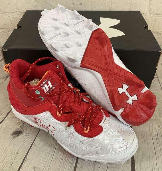 Under Armour 3026597-600 Harper 8 Mid RM JR Baseball Cleats Red