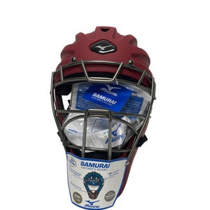 Used Mizuno Samurai Batting Helmet W Mask Cardinal Fits All 11680-s000410522