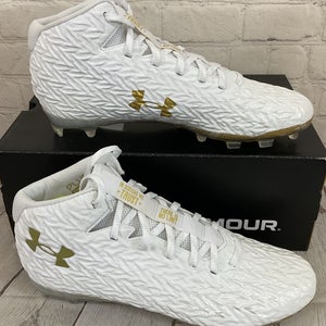 Under Armour 3027311-100 W Spotlight Clone 4.0 MC Football Cleats White Gold 10