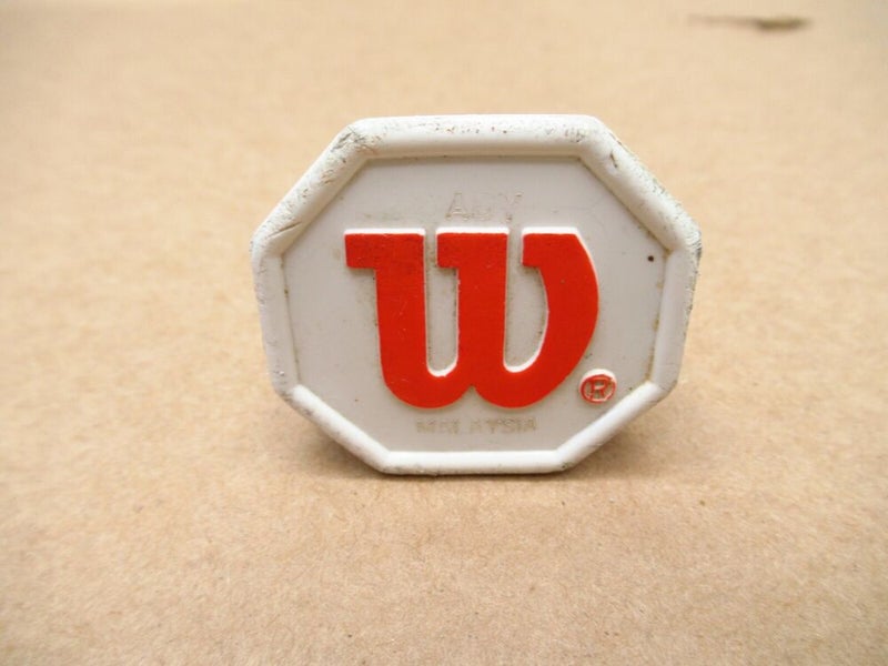 WILSON WHITE/RED OLD STYLE BUTTCAP TENNIS RACQUETS. SIZE #3 (4 3/8) + STAPLES