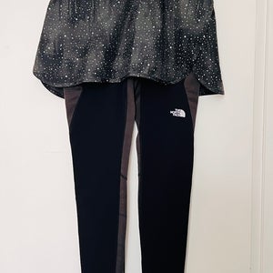 The North Face Flashdry fleece Performance Pro leggings pairs a skirt.detachable