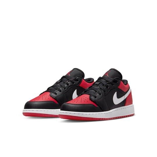 Nike Air Jordan 1 Low GS 553560-066 Sneaker Kids Red Black Lifestyle Shoes EF224