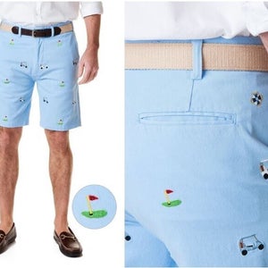 Castaway Nantucket Cisco Golf Shorts Twill Liberty Blue w/ Tee Time Size 32 NEW!