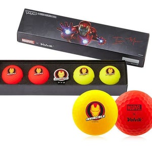Volvik Vivid Marvel X Golf Balls (Iron Man, 4pk) Invincible Gift Set NEW