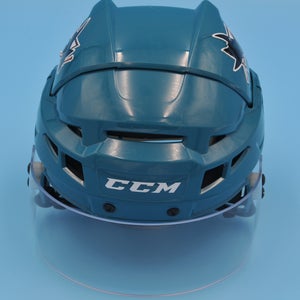 San Jose NHL Game-Used CCM HTV8 Rare Teal #4 Kyle Burroughs Helmet Pro Stock