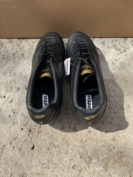Lotto Stadio 705 FG Soccer Cleats Brand New Mens Size 12 Black/Gold