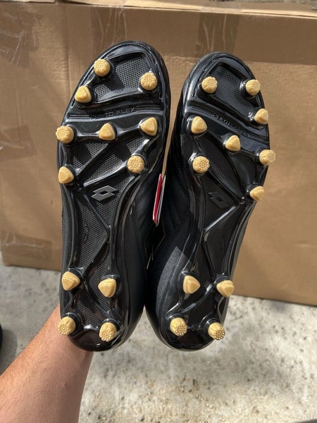 Lotto Stadio 705 FG Soccer Cleats Brand New Mens Size 12 Black/Gold