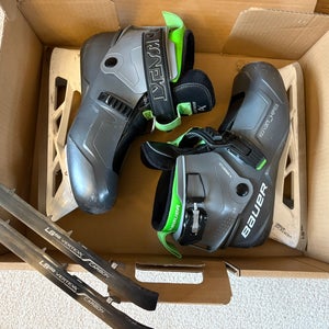Used Senior Bauer Konekt HF2 Hockey Goalie Skates Regular Width Size 7-7.5; 2 Sets Of Steel