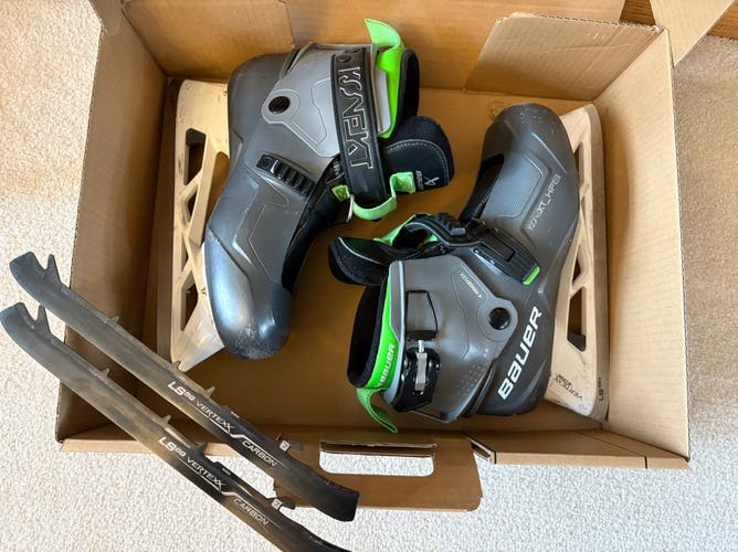 Used Senior Bauer Konekt HF2 Hockey Goalie Skates Regular Width Size 7-7.5; 2 Sets Of Steel