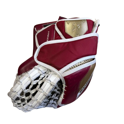 Bauer Supreme Shadow - Used Pro Stock Goalie Glove (White/Maroon/Gold)