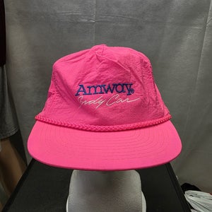 Vintage 90s Amway Indy Car Mohrs Strapback Hat Pink