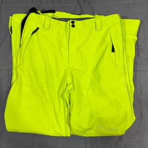 Spyder Insulated Waterproof Neon Yellow Youth Ski Pants w/Suspenders Size 18