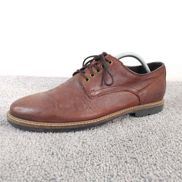 Cole Haan Nathan Plain Toe Mens 9.5 Shoes Brown Leather Oxford Lace Up C30634
