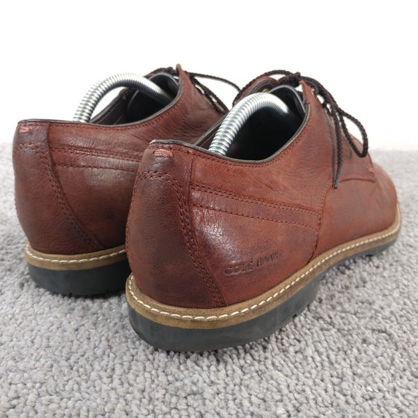Cole Haan Nathan Plain Toe Mens 9.5 Shoes Brown Leather Oxford Lace Up C30634