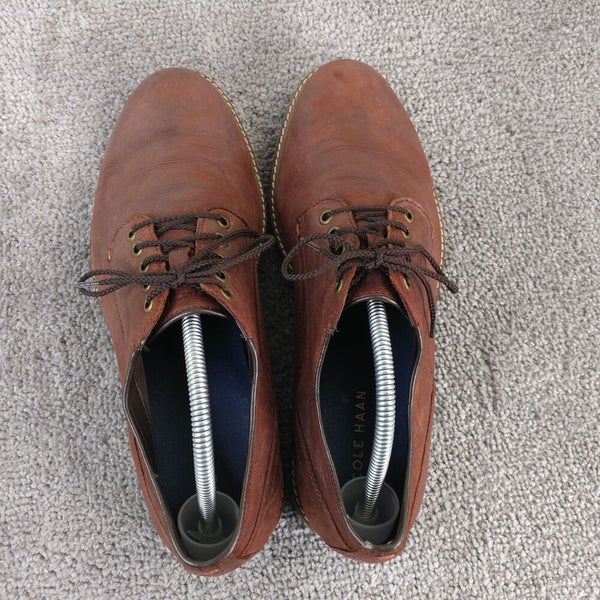 Cole Haan Nathan Plain Toe Mens 9.5 Shoes Brown Leather Oxford Lace Up C30634