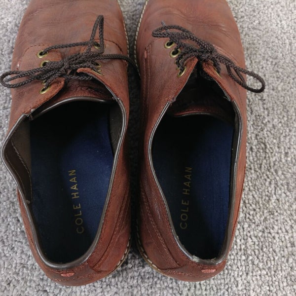 Cole Haan Nathan Plain Toe Mens 9.5 Shoes Brown Leather Oxford Lace Up C30634