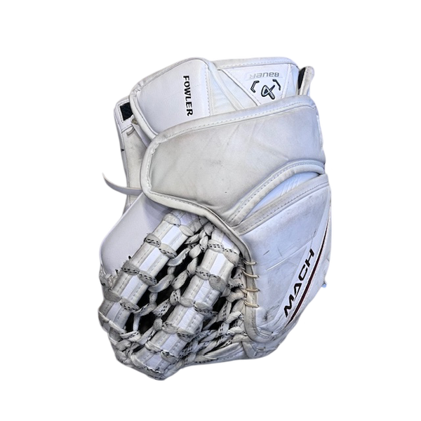 Bauer Mach - Used Pro Stock Goalie Glove (White/Maroon/Gold)