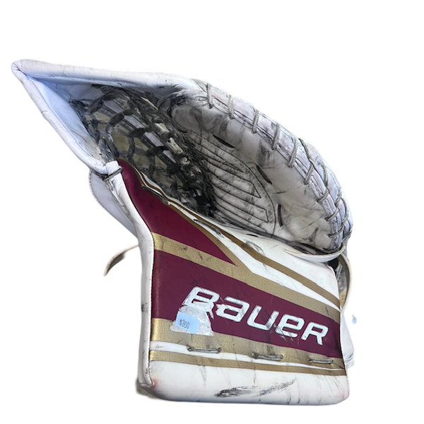 Bauer Mach - Used Pro Stock Goalie Glove (White/Maroon/Gold)