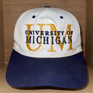 Vintage 90s University of Michigan Wolverines NCAA College Z Tag Snapback Hat