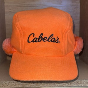 Cabela's Hunting Hat Thinsulate Ear Flaps Size XL Blaze Orange Trapper Cap Rare