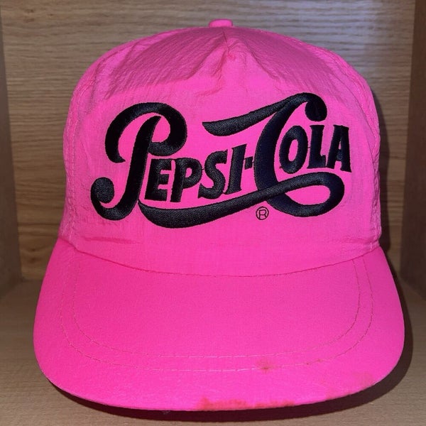 Vintage 80s 90s Hot Neon Pink Pepsi Cola Snapback Beach Hat Hip Hop Cap Rare