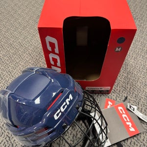 CCM Navy Tacks 70 Medium Helmet Combo