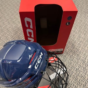 CCM Navy Tacks 70 Large Helmet combo