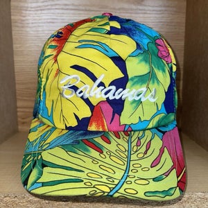 Vintage Bahamas Hawaiian Floral Rope Hat Surf Style Tropical Strap Cap