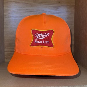 Vintage Miller High Life Hat Cap Blaze Orange Snapback Adjustable Beer Hunting