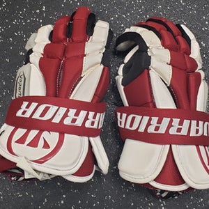 Used Warrior MAC D LITE Lacrosse Gloves Mens Red And White 13" 11849-S000026263