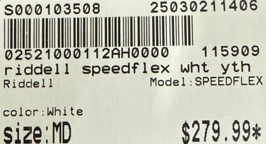Used Riddell Speedflex Youth Medium Football Helmet White 11406-s000103508
