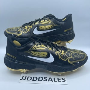 Nike Alpha Huarache Elite 3 Low Premium Black Gold Baseball Cleats CV3553-001 Men’s Sz 7.5
