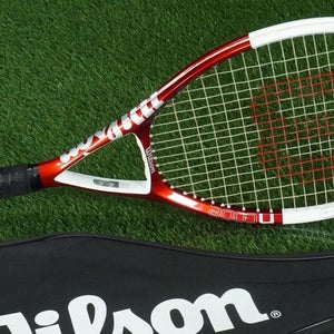 WILSON N CODE N5 OVERSIZE TENNIS RACKET RED WHITE W/ CASE #5 4 5/8 PATTERN 16X20